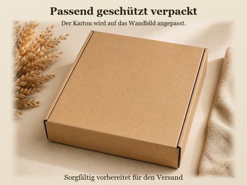 Verpackung: Passend geschützt verpackt – der Karton wird auf das Wandbild angepasst
