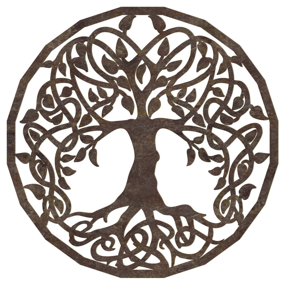 Handgefertigtes keltisches Baum des Lebens Wandbild aus Pappelholz mit filigranen Knotenmustern