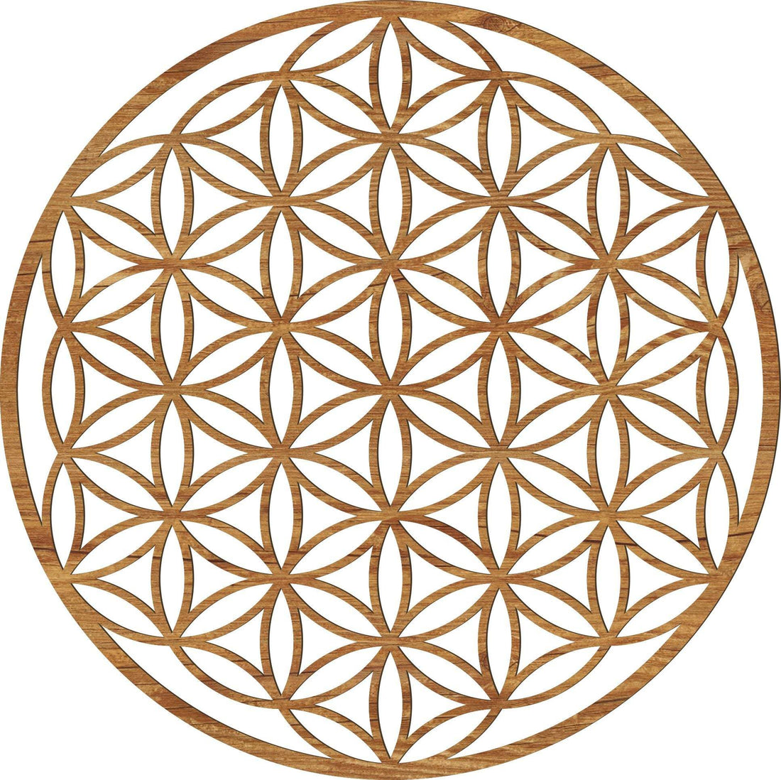 Blume des Lebens Holz Wandbild in Rustikal-Optik an der Wand
