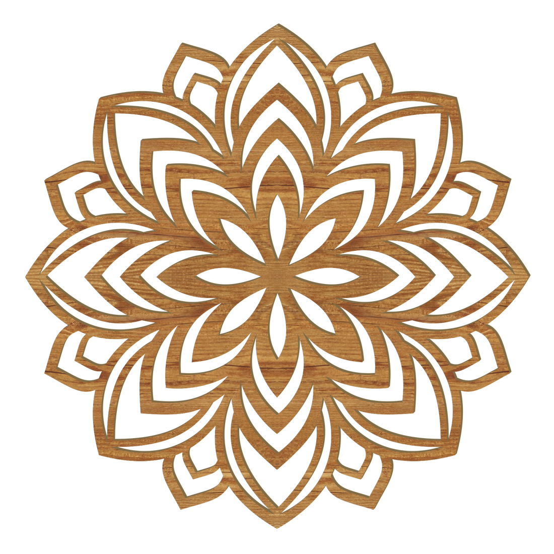 Lotus Mandala Holz-Wandbild mit filigranem Mandala-Muster aus Pappelholz in Rustikal-Optik