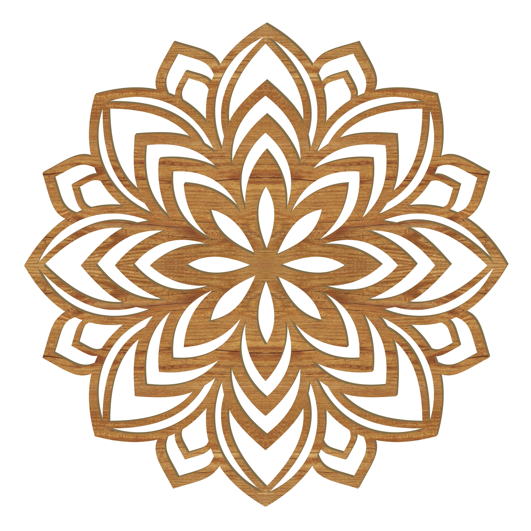 Lotus Mandala Holz-Wandbild mit filigranem Mandala-Muster aus Pappelholz in Rustikal-Optik