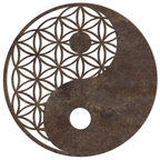 Blume des Lebens Yin Yang Holz Wandbild in Steinoptik, handgefertigt in Österreich