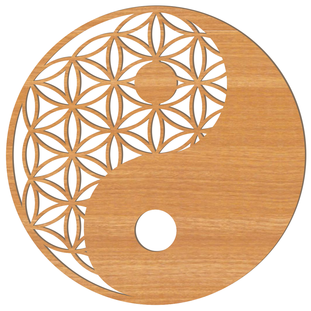 Blume des Lebens Yin Yang Holz Wandbild in Buchen-Optik, handgefertigt in Österreich