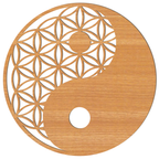 Blume des Lebens Yin Yang Holz Wandbild in Buchen-Optik, handgefertigt in Österreich