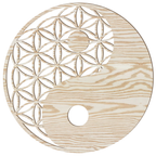Blume des Lebens Yin Yang Holz Wandbild in Esche-Optik, handgefertigt in Österreich