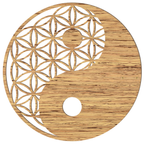 Blume des Lebens Yin Yang Holz Wandbild in Bambus-Optik, handgefertigt in Österreich