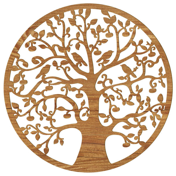 Handgefertigtes Baum des Lebens Wandbild aus Pappelholz mit edler Folien-Veredelung, symbolisiert Stärke und Verwurzelung.