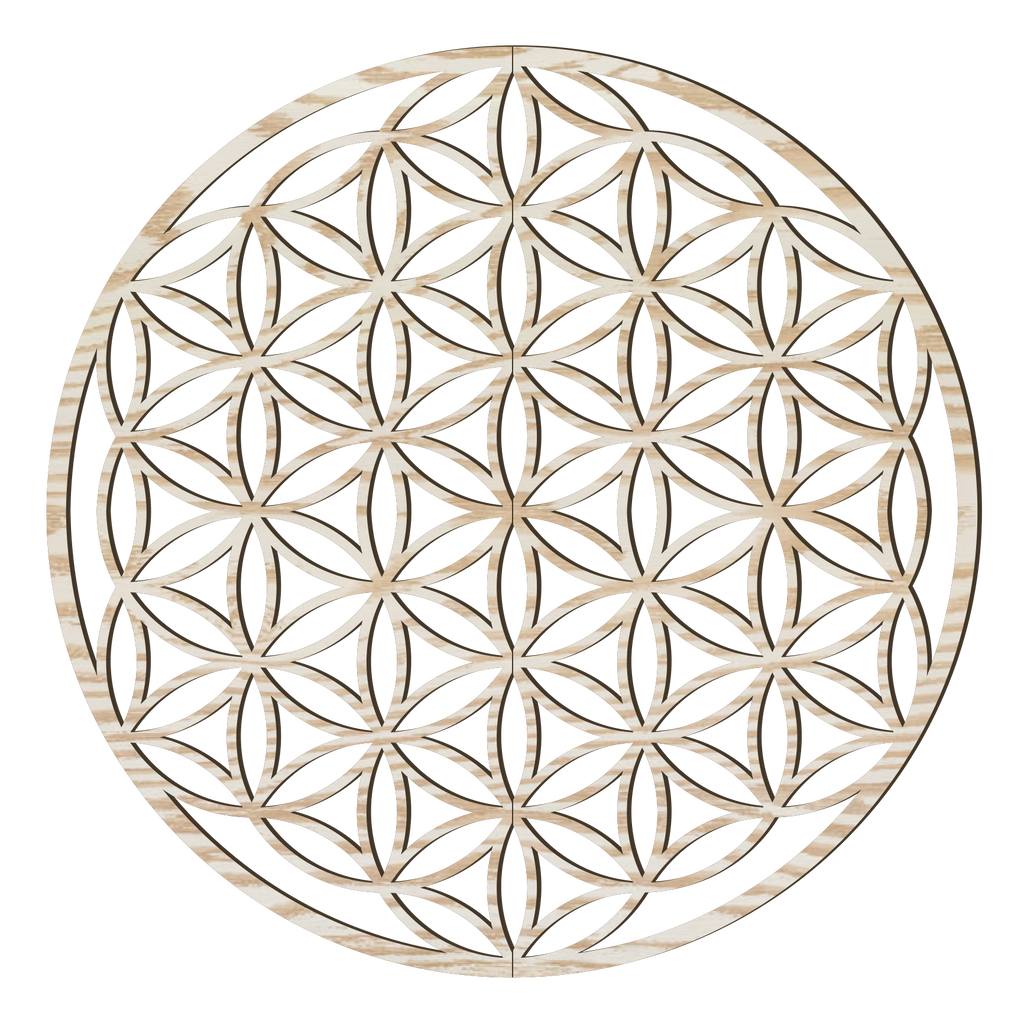 Lebensblume Holz Wandbild aus handgefertigtem Pappelholz für Harmonie und Ruhe