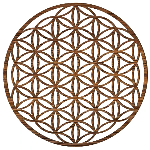 Lebensblume Holz Wandbild handgefertigt aus Pappelholz mit UV-beständiger Folie für ruhige Wohnraumgestaltung