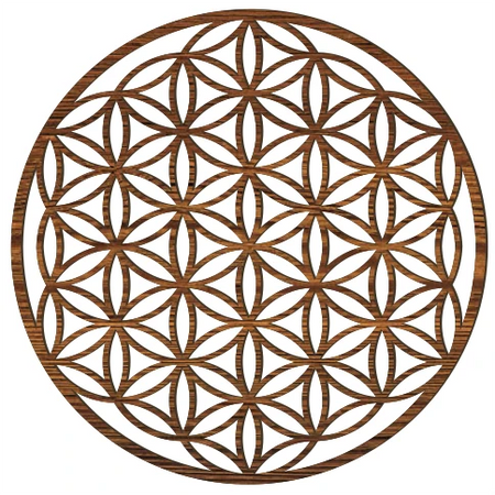 Lebensblume Holz Wandbild handgefertigt aus Pappelholz mit UV-beständiger Folie für ruhige Wohnraumgestaltung