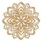 Lotus Mandala Holz Wandbild handgefertigt in Österreich aus 4mm Pappelholz mit filigraner, symmetrischer Lotusblüte in acht Holzoptiken