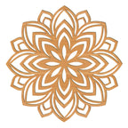 Handgefertigtes Lotus Mandala Holz Wandbild aus 4mm Pappelholz mit filigranem Mandala-Design und 8 Holzoptiken, handgefertigt in Österreich
