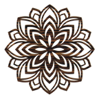 Handgefertigtes Lotus Mandala Holz Wandbild aus Pappelholz mit filigraner Lasergravur und acht Holzoptiken, gefertigt in Österreich