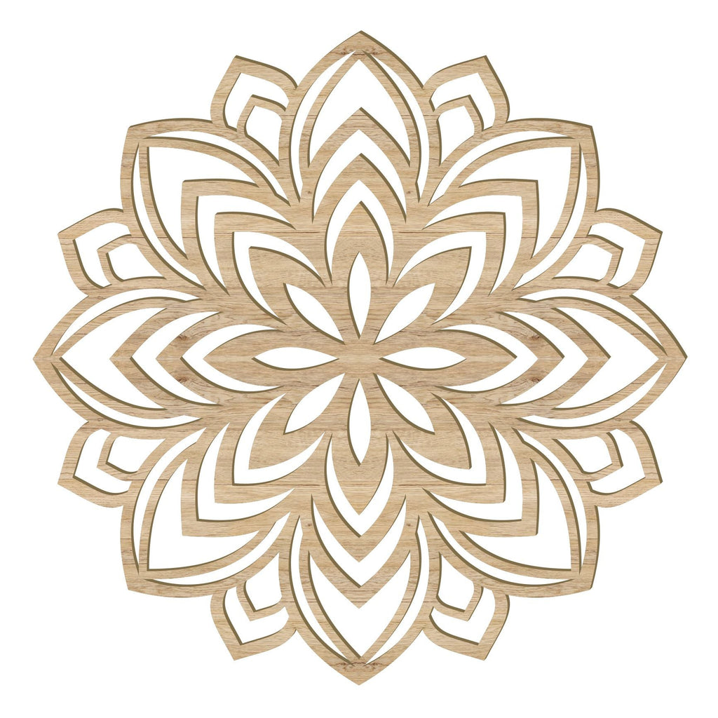 Lotus Mandala Holz Wandbild aus handgefertigtem Pappelholz mit filigranem Design und 8 Holzoptiken