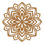 Handgefertigtes Lotus Mandala Holz Wandbild aus 4mm Pappelholz mit filigraner Symmetrie und 8 Holzoptiken