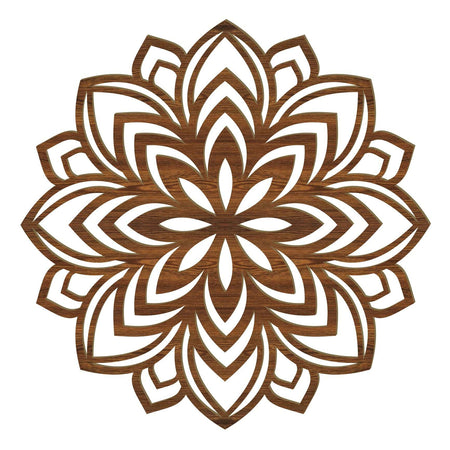 Handgefertigtes Lotus Mandala Holz Wandbild aus 4mm Pappelholz in Österreich mit filigranen Blütenblättern und 8 Holzoptiken