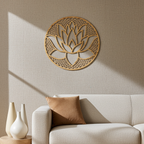 Handgefertigtes Lotusblume Holz Wandbild aus 4mm Pappelholz mit edler Oberfläche für Harmonie und Ruhe im Zuhause