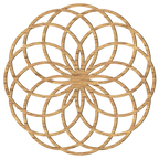 Sakrale Geometrie Holz Wandbild mit ineinander verschlungenen Kreisen, handgefertigt aus 4mm Pappelholz in Österreich, veredelt mit UV-beständigen Premiumfolien in 9 Holzoptiken.
