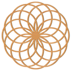 Handgefertigtes sakrales Geometrie Wandbild aus 4mm Pappelholz mit ineinander verschlungenen Kreisen in 9 Holzoptiken, hergestellt in Österreich